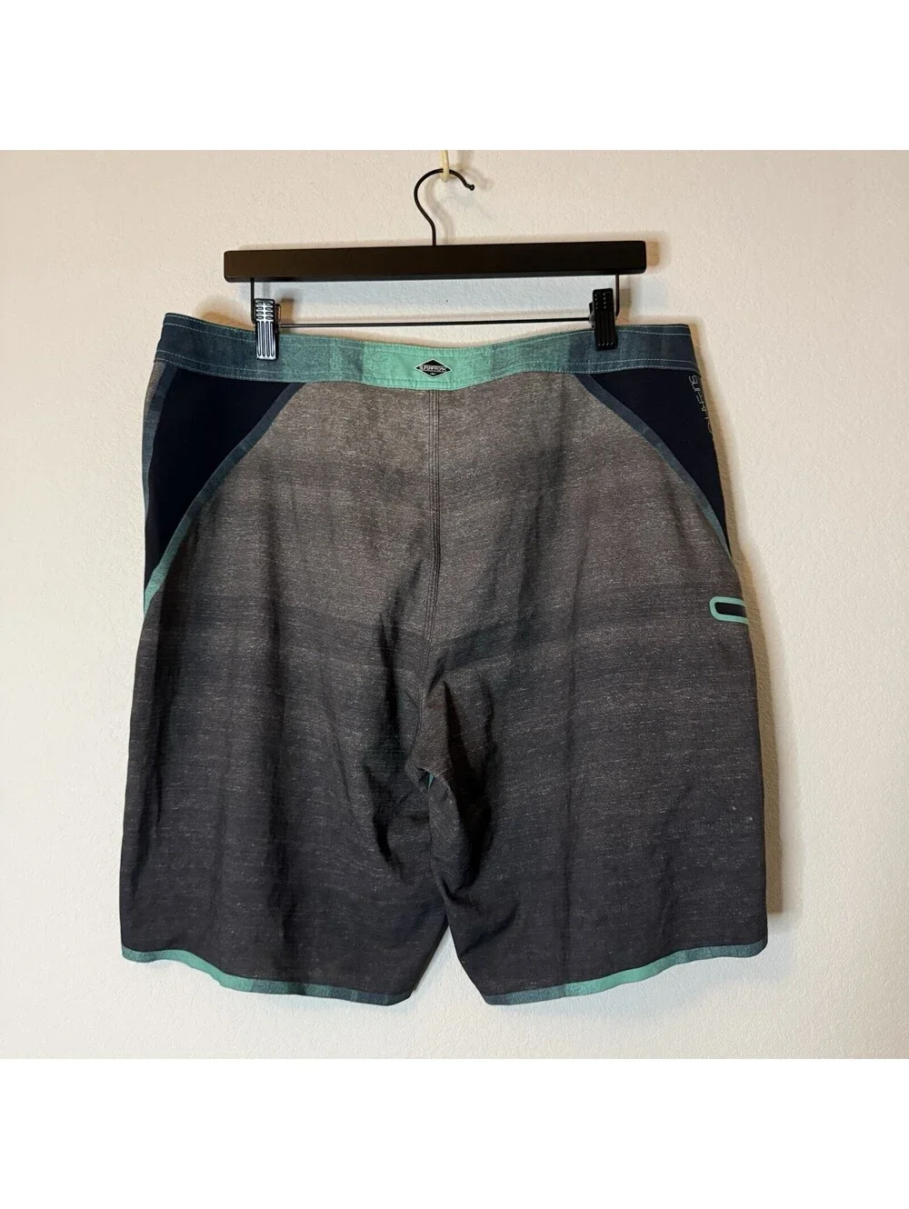 O’Neill Superfreak Boardshorts Men’s 36 Gray Teal Hyperfreak Stretch Swim Shorts